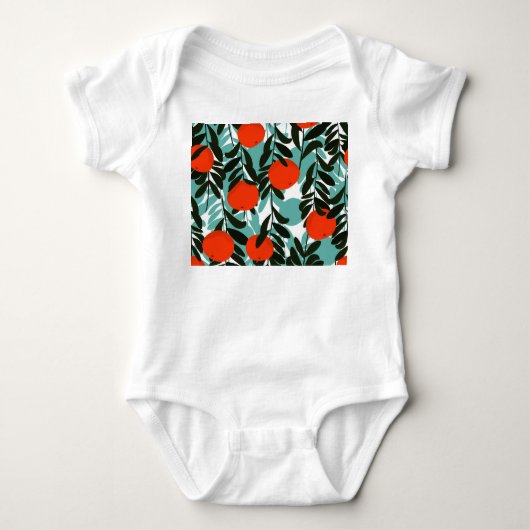 Naadloze Oranje Fruit Garden Print Romper (Voorkant)