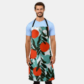 Naadloze Oranje Fruit Garden Print Schort (Gedragen)