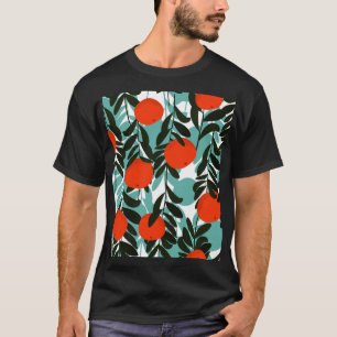 Naadloze Oranje Fruit Garden Print T-shirt