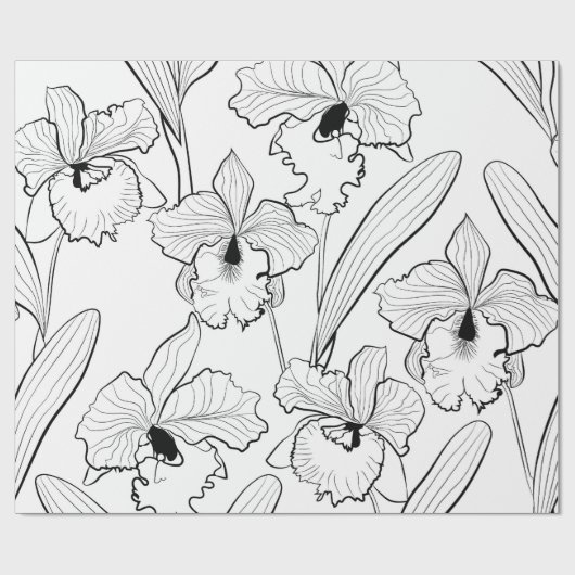 Naadloze orchidee cattleya bloemen tropisch cadeaupapier (Vlak)