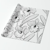 Naadloze orchidee cattleya bloemen tropisch cadeaupapier (Uitgerold)