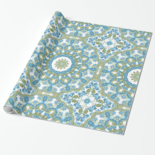 Naadloze ornamentaal blauw, groen, wit decor decor cadeaupapier