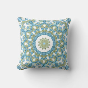 Naadloze ornamentaal blauw, groen, wit decor decor kussen