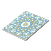 Naadloze ornamentaal blauw, groen, wit decor decor notitieblok (Linkerzijde)