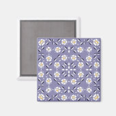 Naadloze ornamentaal violet witte bloemen pastel b magneet (Voorkant / Achterkant)