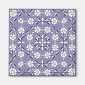 Naadloze ornamentaal violet witte bloemen pastel b magneet (Voorkant)