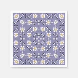 Naadloze ornamentaal violet witte bloemen pastel b servet