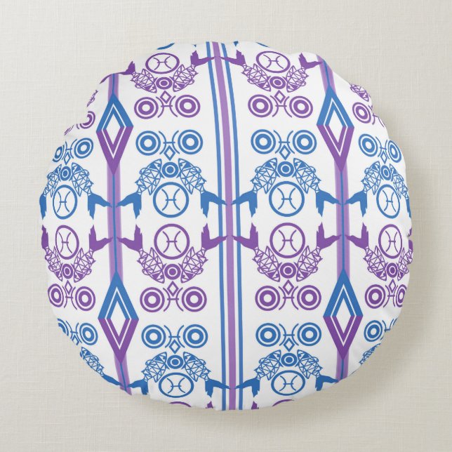 Naadloze ornamentale retro moroccan arabische vint rond kussen (Voorkant)