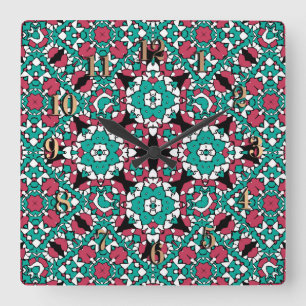 Naadloze ornamentale retro moroccan arabische vint vierkante klok