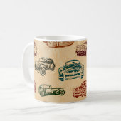 Naadloze oude autoachtergrond. koffiemok (Voorkant links)