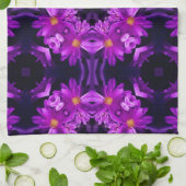 Naadloze paarse bloemen theedoek (Gevouwen)