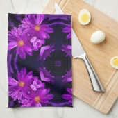 Naadloze paarse bloemen theedoek (Quarter Fold)