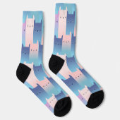 Naadloze paarse roze katten sokken (Rechts)