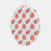 Naadloze paarse vijg: kleurrijk patroon glas ornament (Voorkant links)