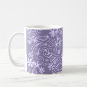 Naadloze paarse wervel lavendel kleur bloemen flor koffiemok