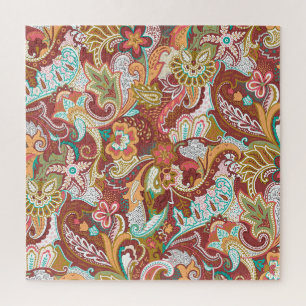 Naadloze paisley: elegant achtergrondpatroon. legpuzzel
