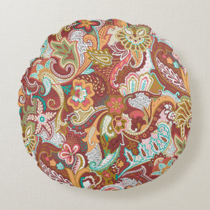 Naadloze paisley: elegant achtergrondpatroon. rond kussen