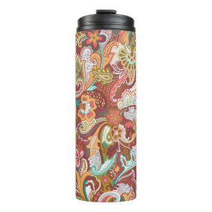Naadloze paisley: elegant achtergrondpatroon. thermosbeker