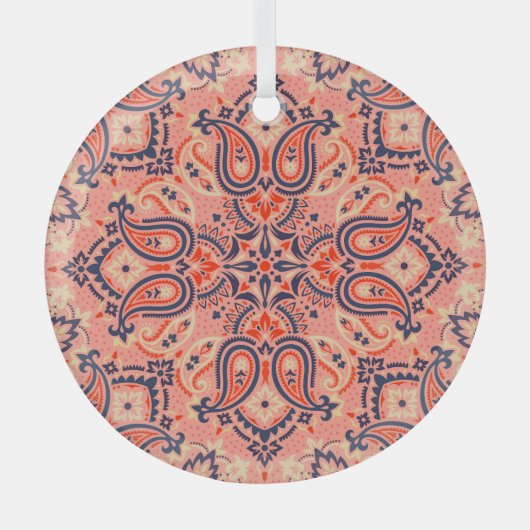 Naadloze paisley: patroonontwerp. glas ornament (Voorkant)