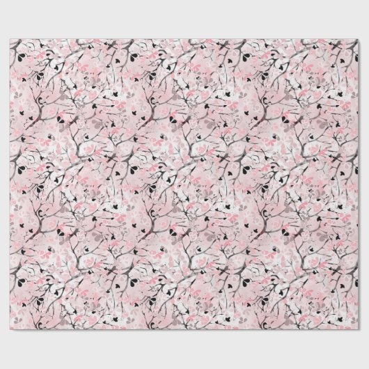 Naadloze pastelbloemen roze blesse bladeren t la cadeaupapier (Vlak)