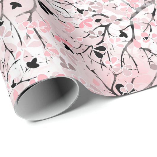 Naadloze pastelbloemen roze blesse bladeren t la cadeaupapier (Rol Hoek)