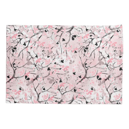 Naadloze pastelbloemen roze blesse bladeren t la kussensloop (Achterkant)