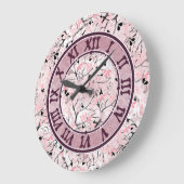 Naadloze pastelkers bloemen roze wit n grote klok (Hoek)