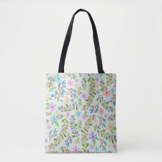 Naadloze pasteltwijgen bloemmotief Canvas tas