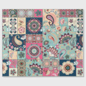 Naadloze patchwork-achtergrond met paisley en grie cadeaupapier (Vlak)