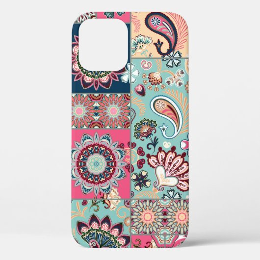 Naadloze patchwork-achtergrond met paisley en grie Case-Mate iPhone case (Achterkant)