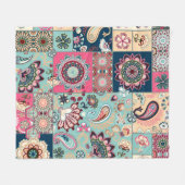Naadloze patchwork-achtergrond met paisley en grie fleece deken (Voorkant (Horizontaal))