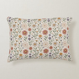Naadloze patchwork met vintage handgetekende wilde accent kussen