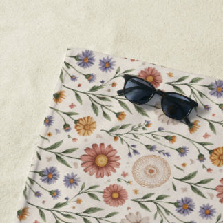 Naadloze patchwork met vintage handgetekende wilde strandlaken