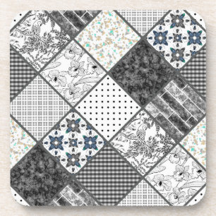 Naadloze patchwork monochroom zwart grijs witte vl bier onderzetter