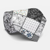 Naadloze patchwork monochroom zwart grijs witte vl stropdas (Opgerold)