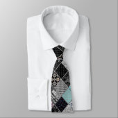 Naadloze patchwork monochroom zwart grijs witte vl stropdas (Gebonden)