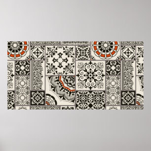 Naadloze patchwork-tegel met islam, Arabisch, Indi Poster