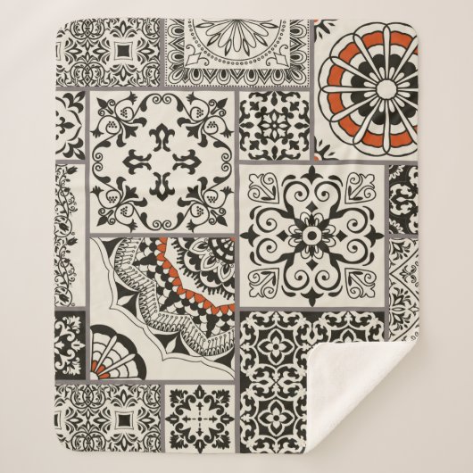 Naadloze patchwork-tegel met islam, Arabisch, Indi Sherpa Deken (Voorkant)