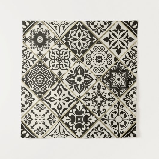Naadloze patchwork-tegel met islam, Arabisch, Indi Wandkleed (Voorkant)