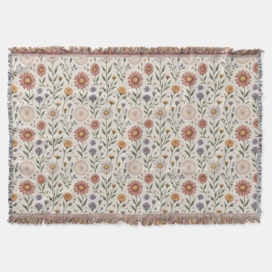 Naadloze patchwork van vintage handgetekende wilde deken (Voorkant)