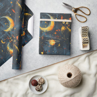 Naadloze patronen met een ruimtethema. Kat astrona Cadeaupapier