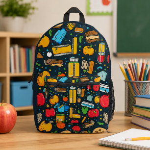 Naadloze patronen voor terug naar school bedrukte rugzak