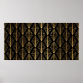 Naadloze patroon achtergrond zwart-wit en goud poster (Voorkant)