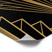 Naadloze patroon achtergrond zwart-wit en goud poster (Hoek)