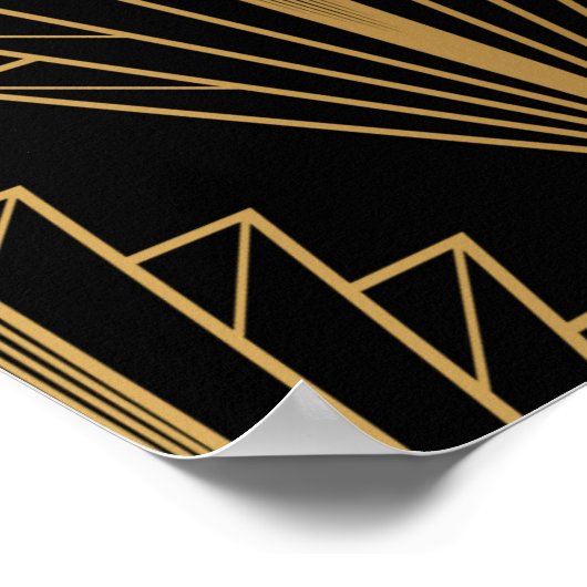 Naadloze patroon achtergrond zwart-wit en goud poster (Hoek)