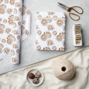 Naadloze Patroon Cup van Cappuccino Cadeaupapier