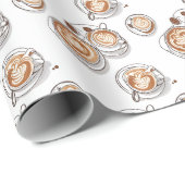 Naadloze Patroon Cup van Cappuccino Cadeaupapier (Rol Hoek)