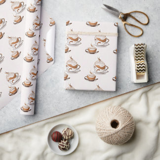 Naadloze Patroon Cup van Cappuccino Cadeaupapier