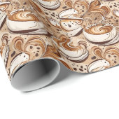 Naadloze Patroon Cup van Cappuccino Cadeaupapier (Rol Hoek)