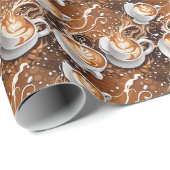 Naadloze Patroon Cup van Cappuccino Cadeaupapier (Rol Hoek)